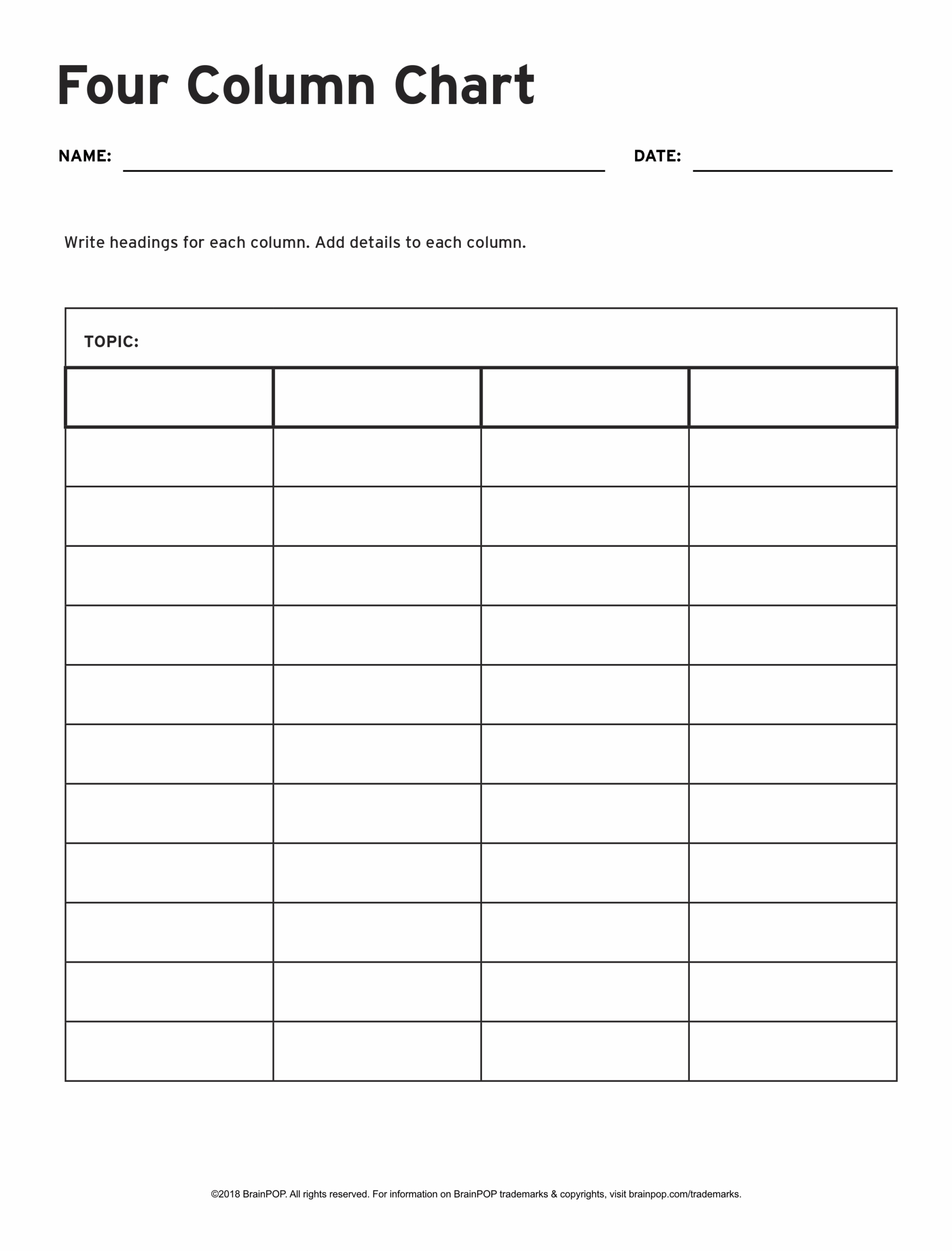 Printable Blank 4 Column Chart Templates Printable Blank 4 Column Chart Templates