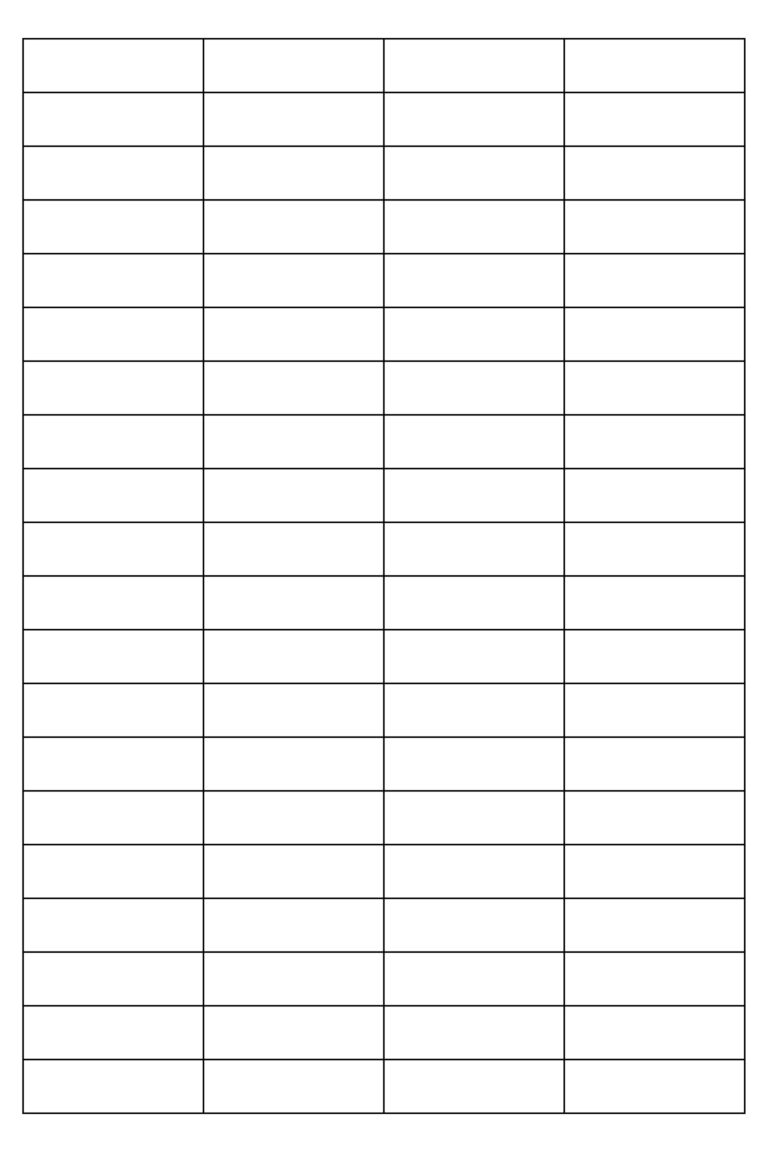 Printable Blank 4 Column Chart Templates PDF Included Printables Hub Printable Blank 4 Column Chart Templates PDF Included Printables Hub