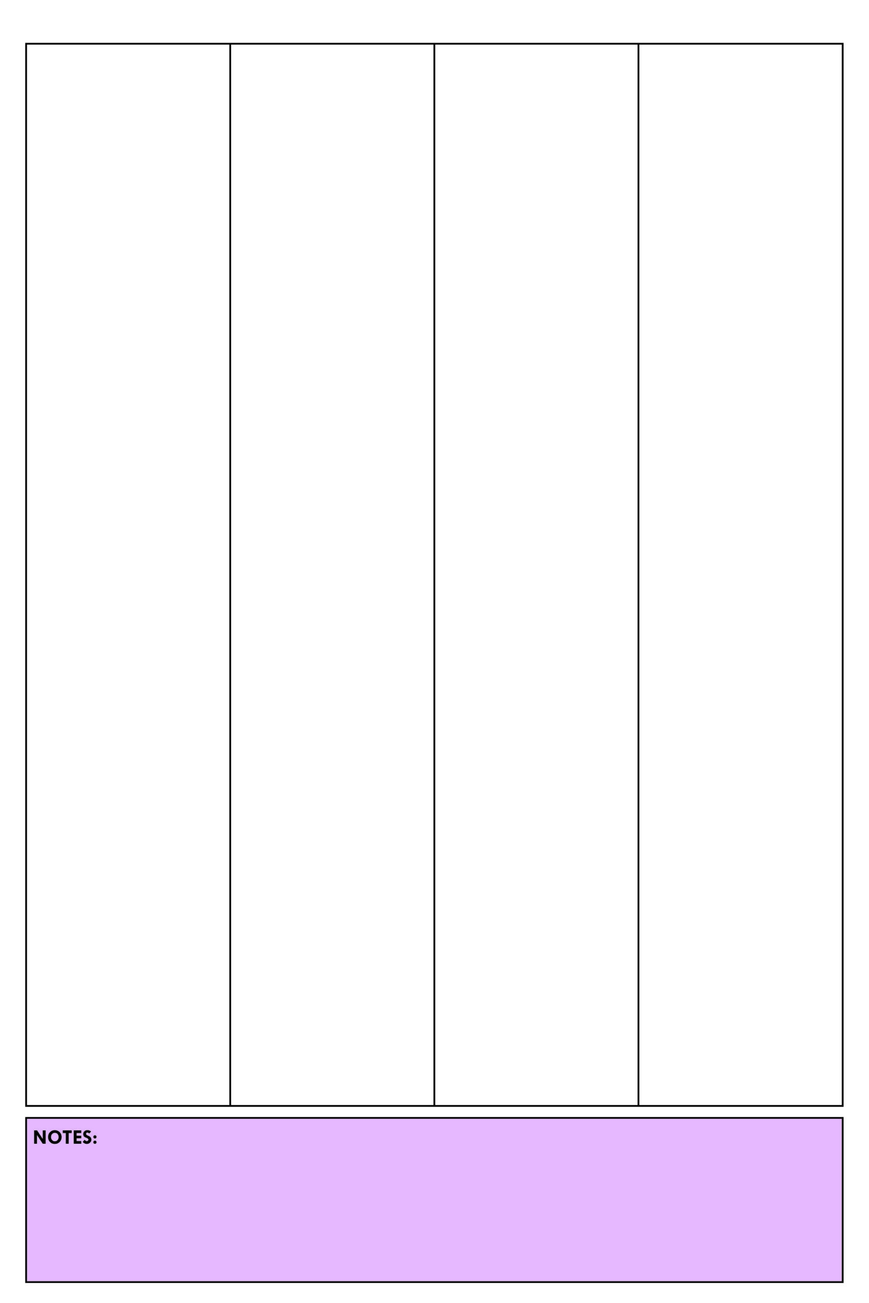 Printable Blank 4 Column Chart Templates PDF Included Printables Hub Printable Blank 4 Column Chart Templates PDF Included Printables Hub