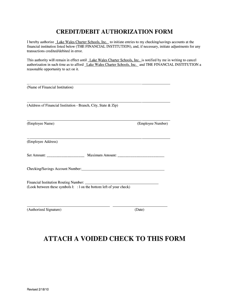Printable Blank Ach Authorization Form Template