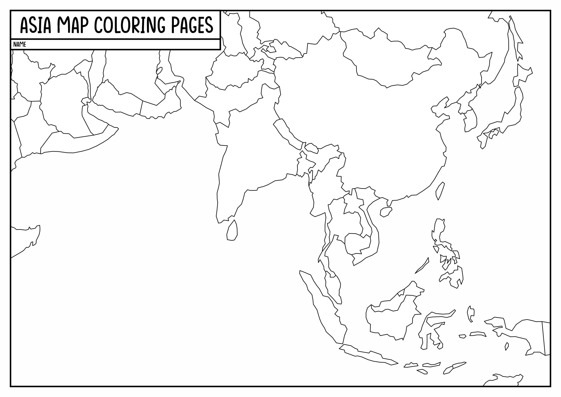 Printable Blank Asia Map