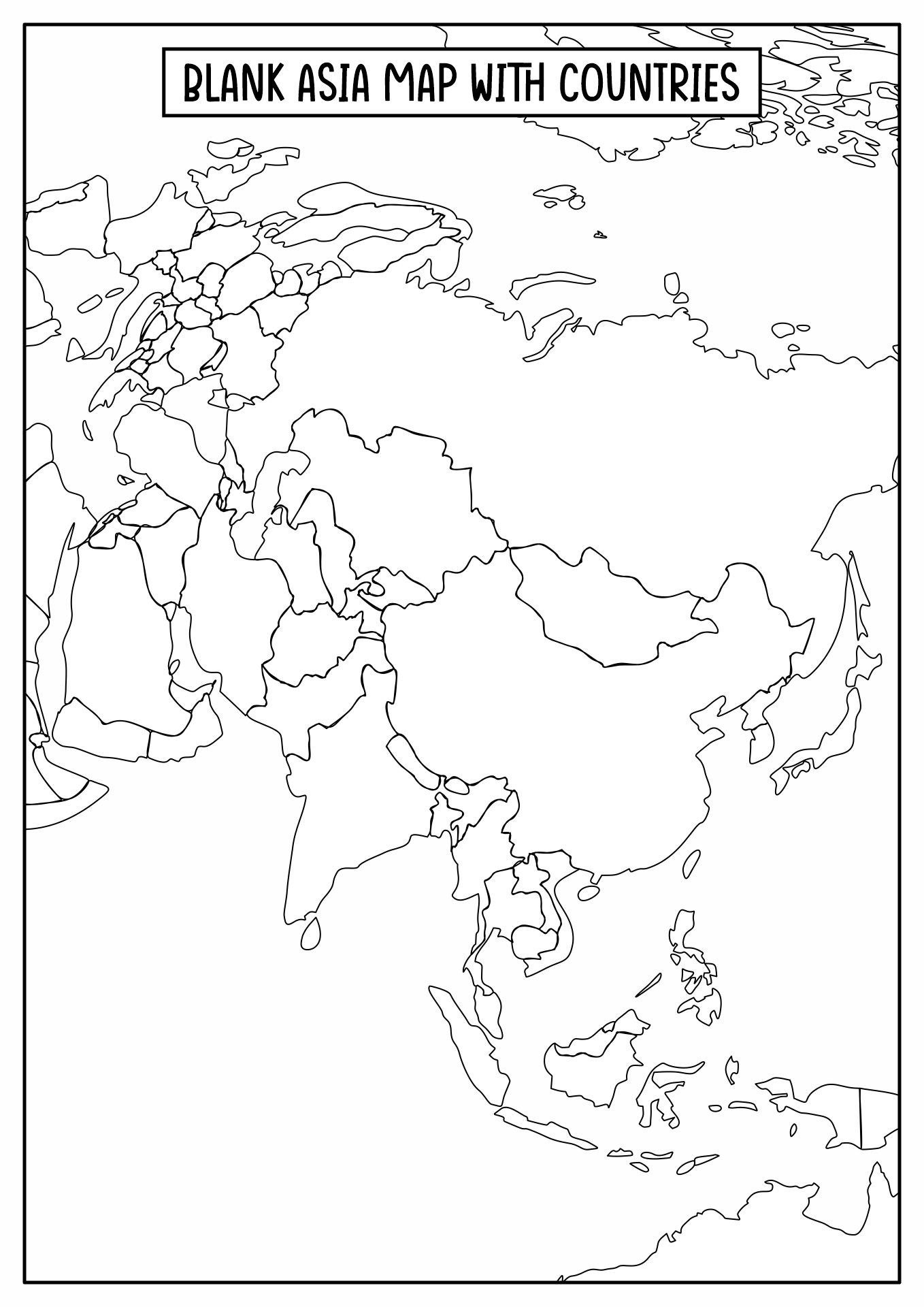 Printable Blank Asia Map