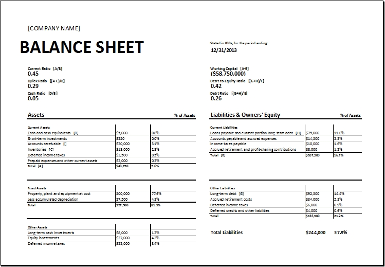 Printable Blank Balance Sheet Printable Blank Balance Sheet