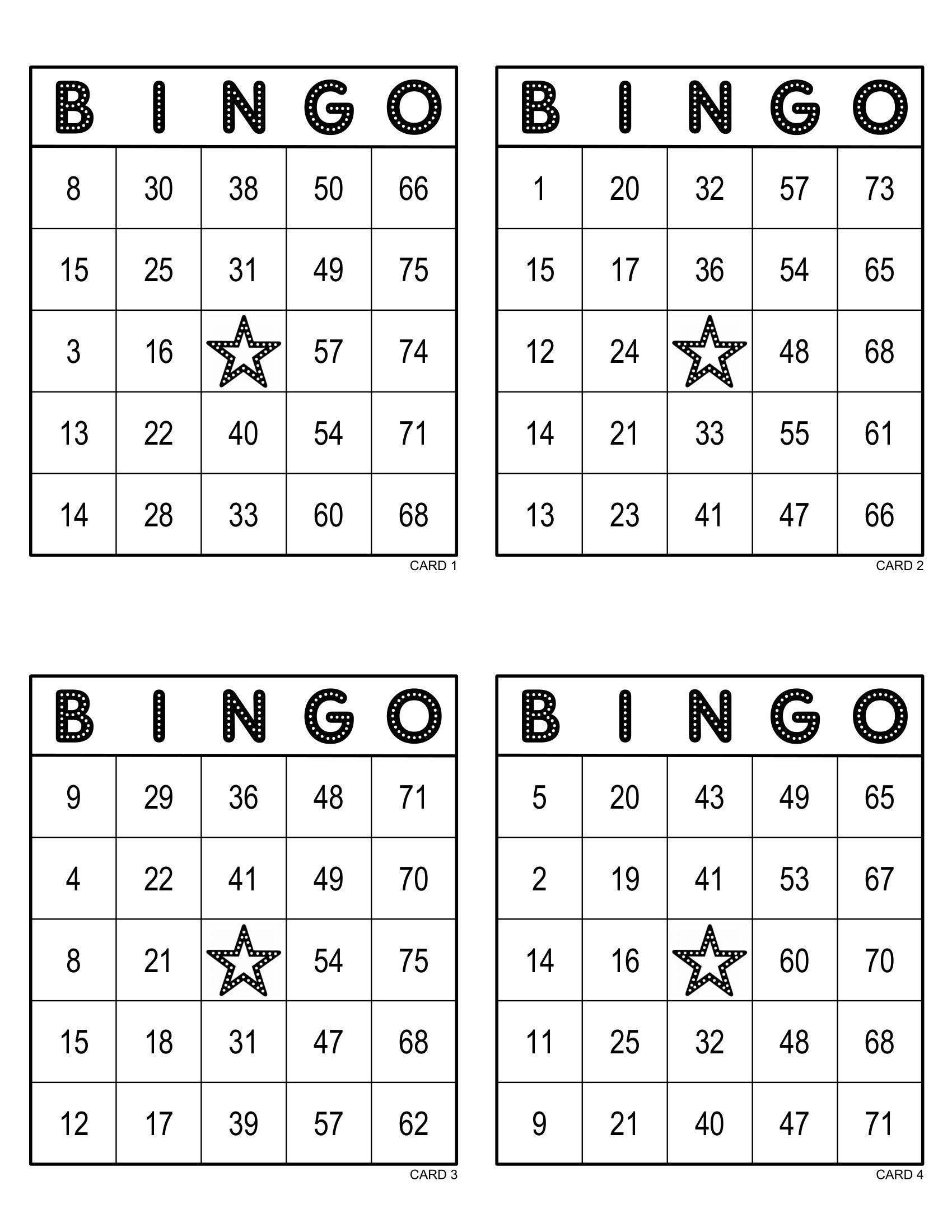 Printable Blank Bingo Cards 4 Per Page Free Printable Worksheet