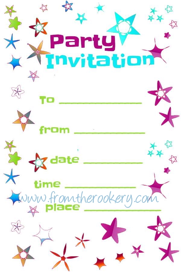 Printable Blank Birthday Invitations Printable Blank Birthday Invitations