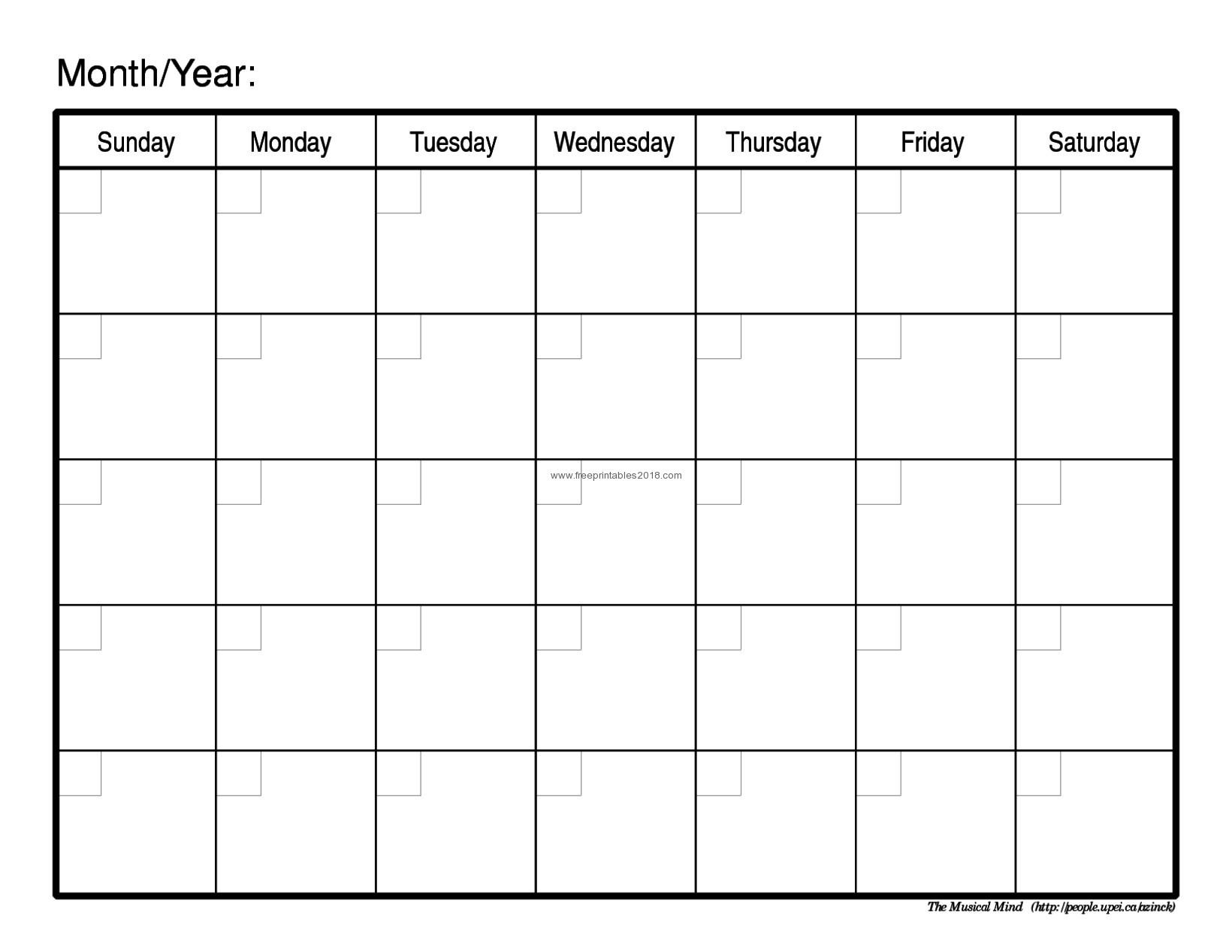 Printable Blank Calendar Free Printable Blank Calendar Free