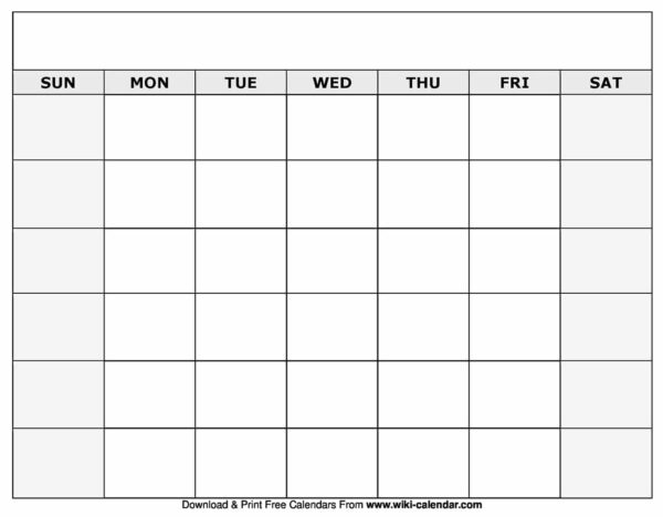 Blank Monthly Calendar Printable By Month