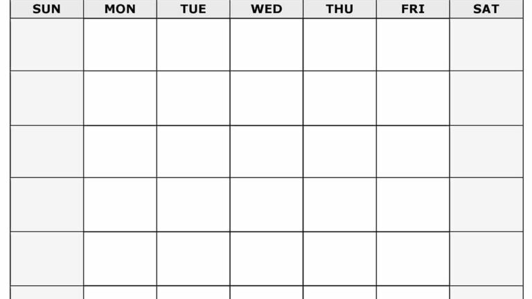 Blank Monthly Calendar Printable By Month - Printable Free Templates