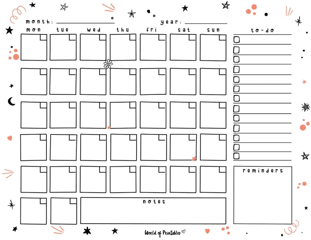 Printable Blank Calendar Templates Free Print Outs On Blank Calendars
