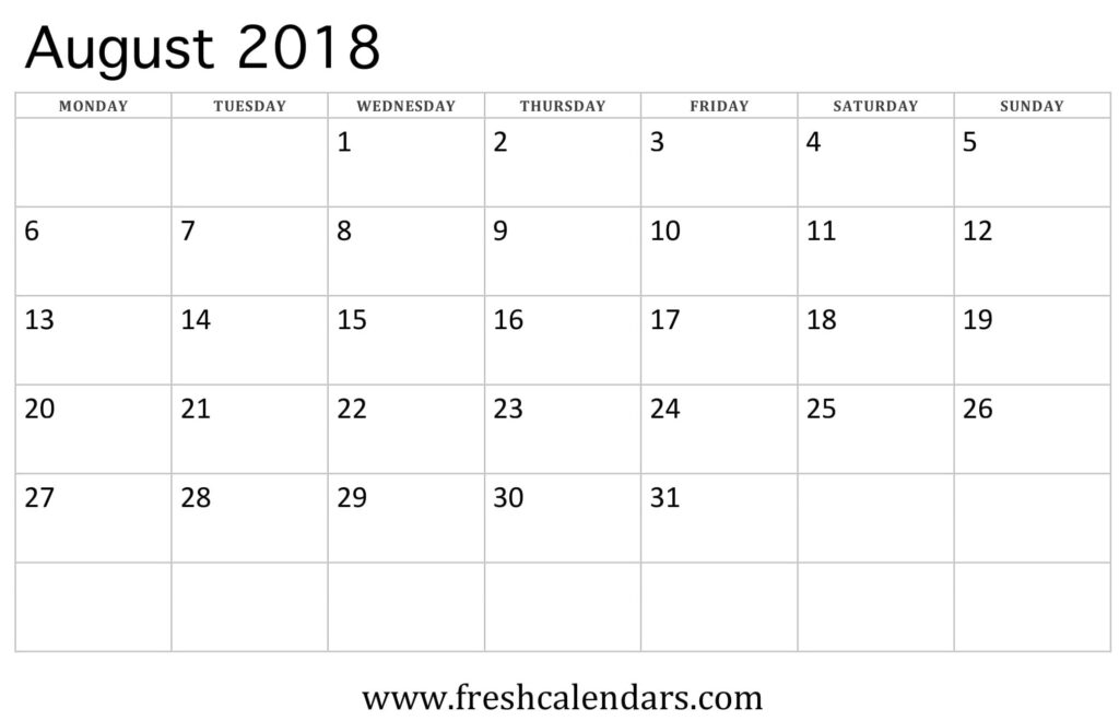 Printable Blank Calendar Week Starts On Saturday
