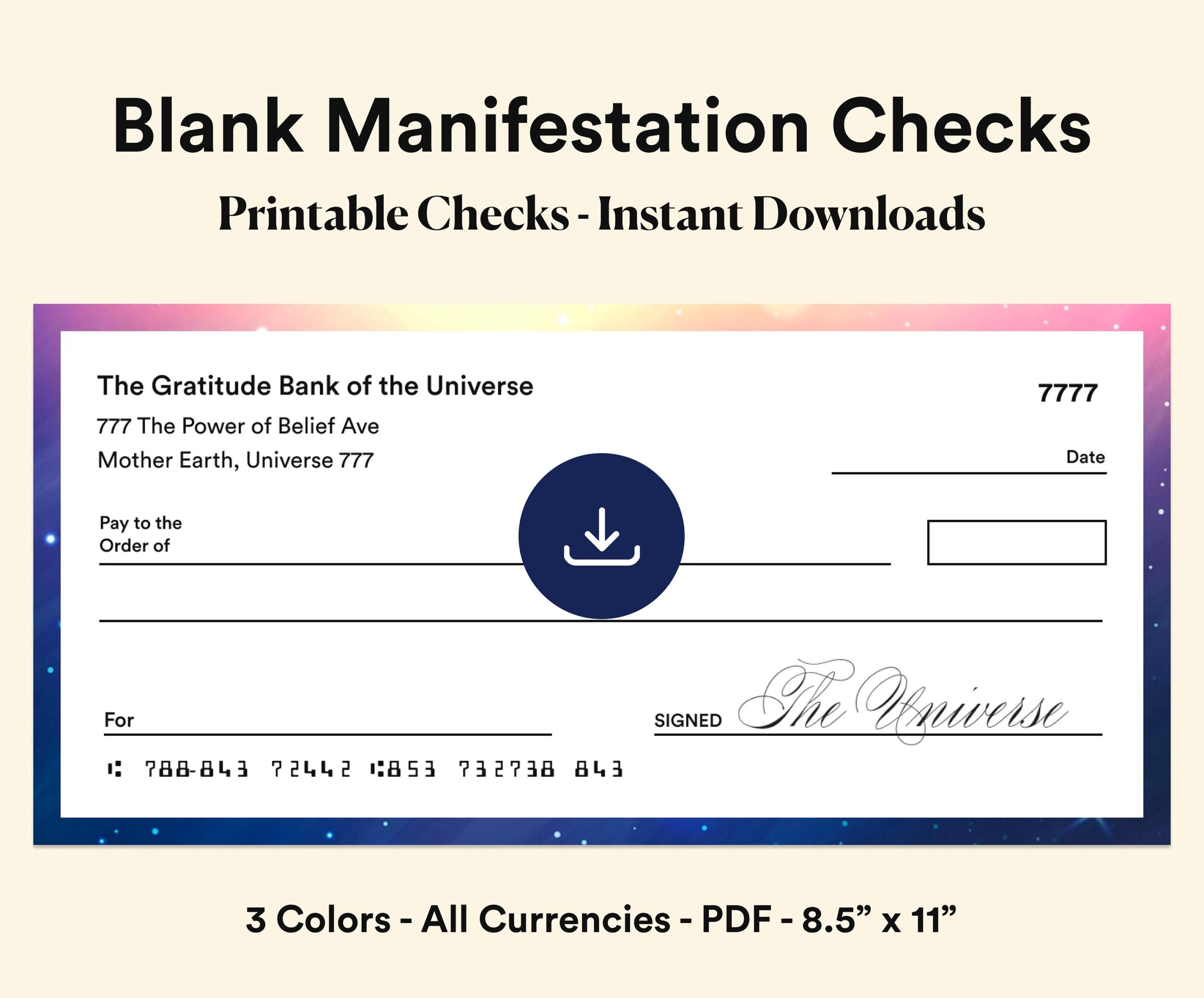 Law Of Attraction Printable Blank Check Law Of Attraction Printable Blank Check