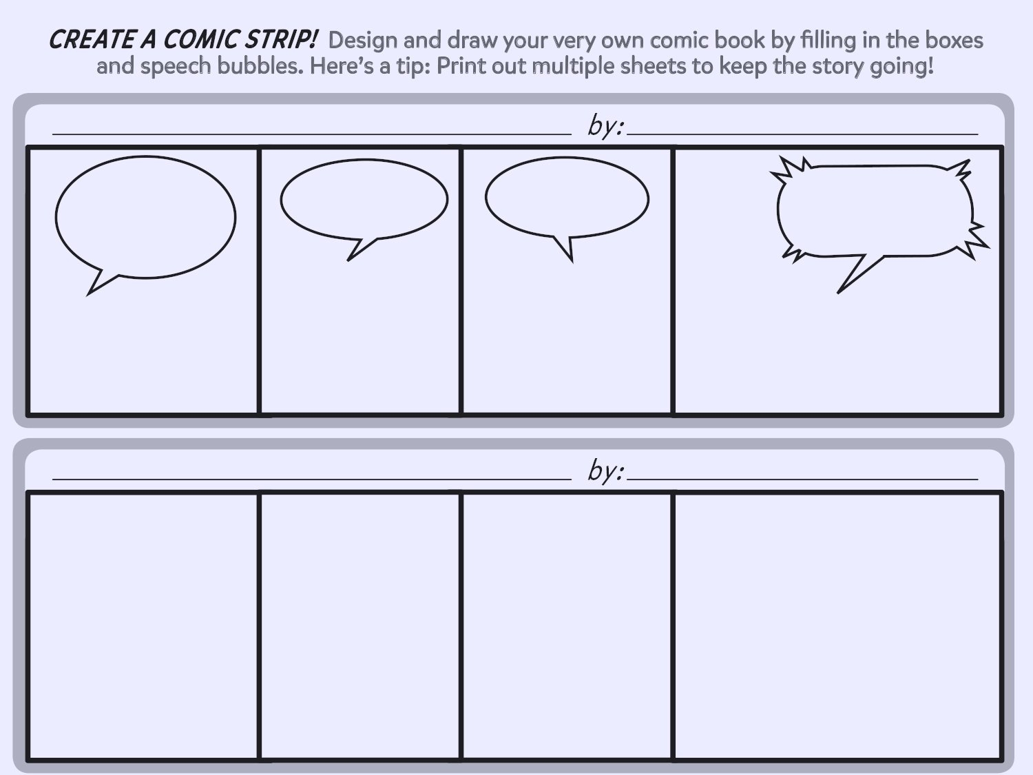 Printable Blank Comic Strip Template For Kids