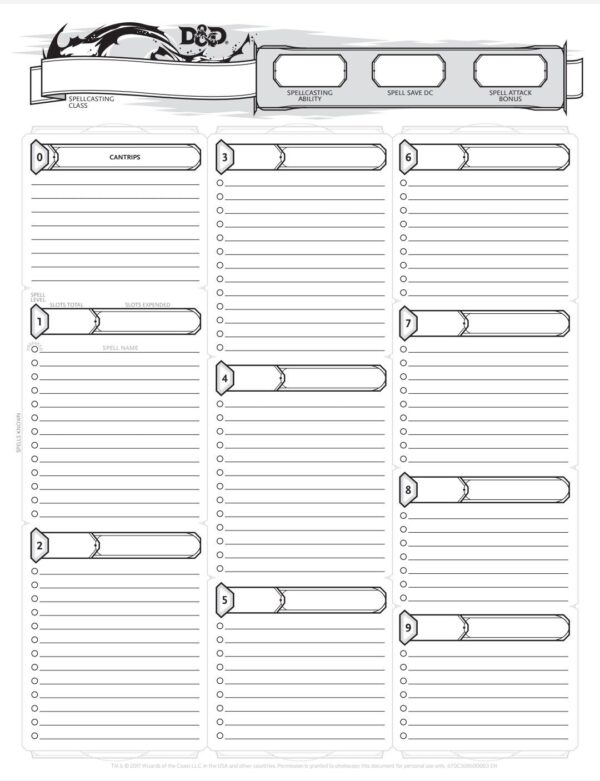 Printable Blank Dnd Character Sheets Spell Slot