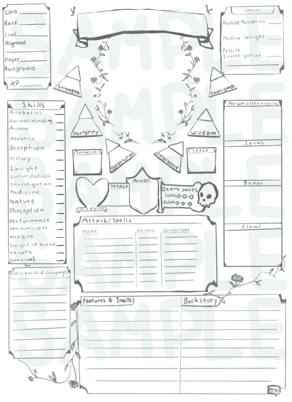 Printable Blank Dungeons And Dragons Character Sheet