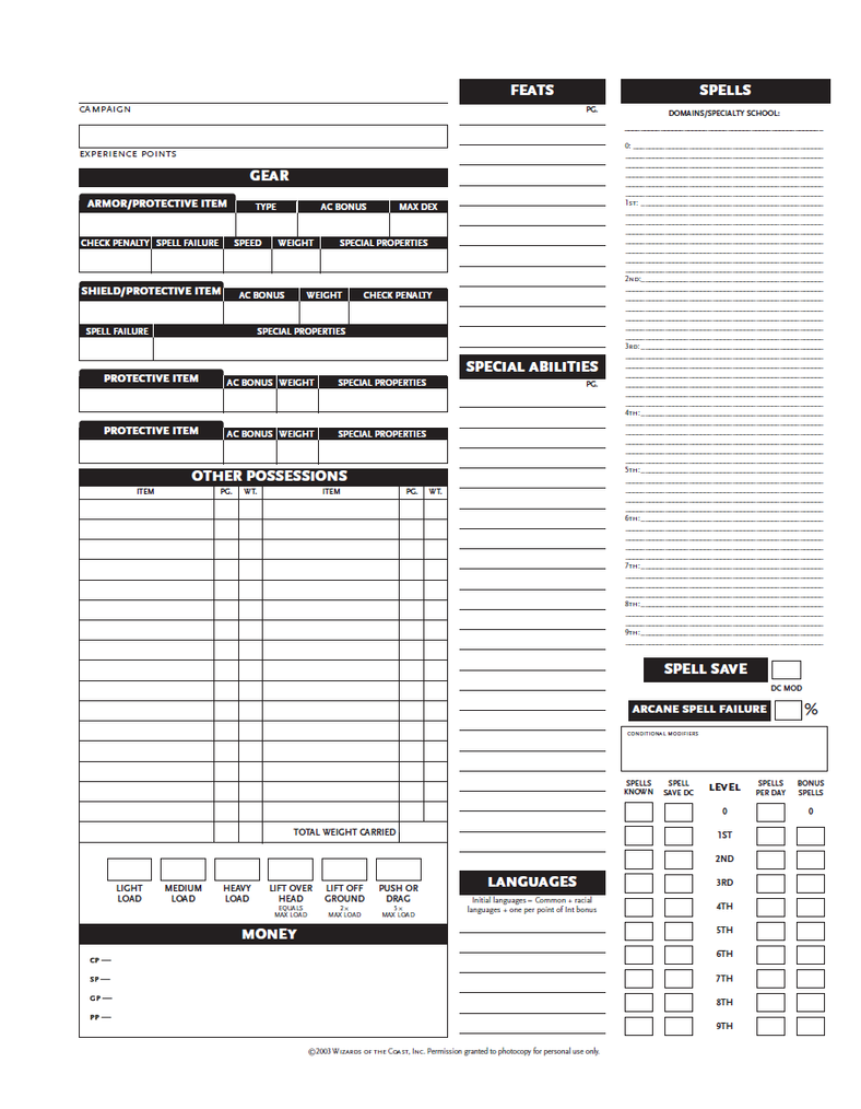 Printable Blank Dnd Character Sheet Printable Blank Dnd Character Sheet