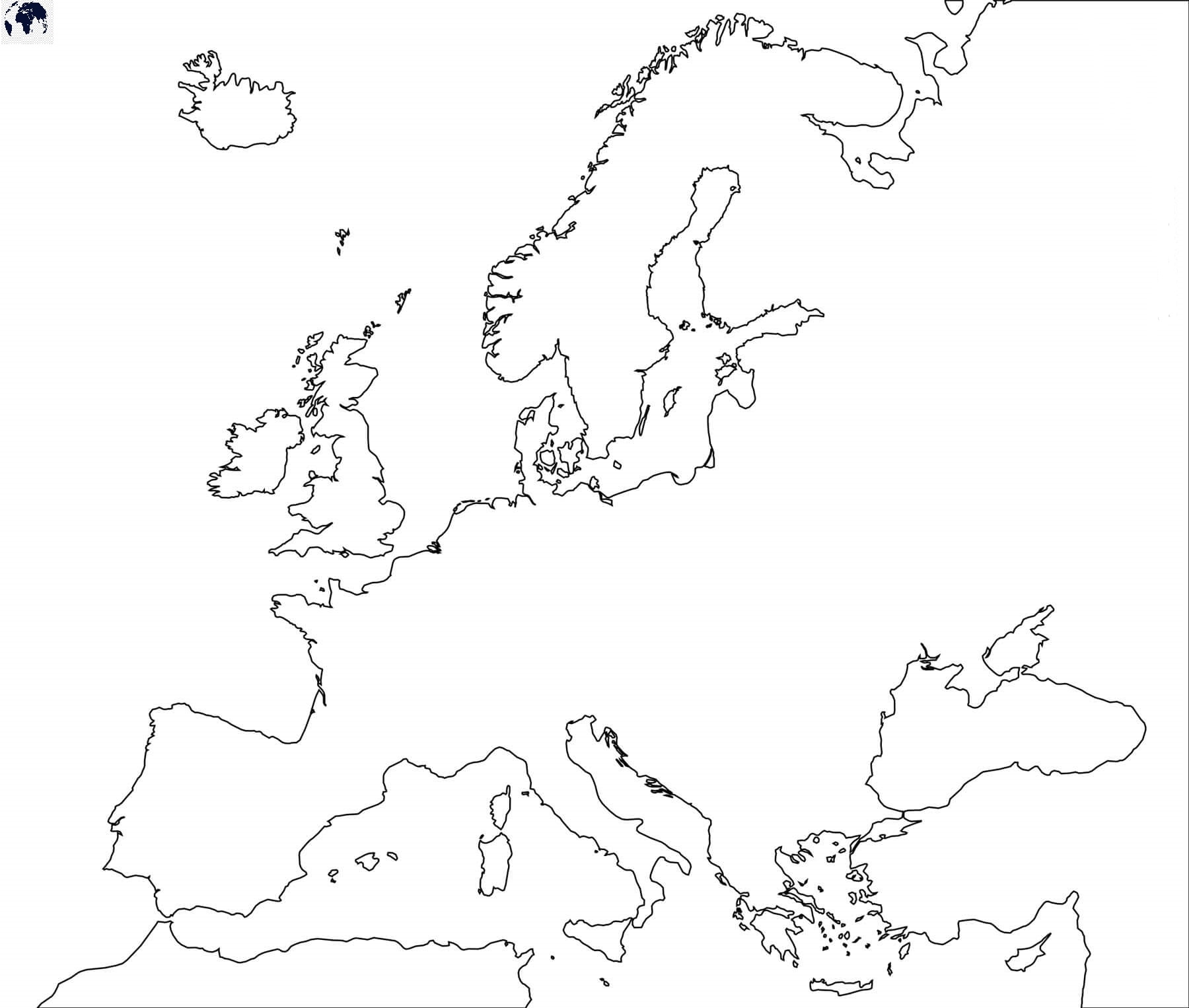 Printable Blank Europe Map With Outline Transparent PNG Map