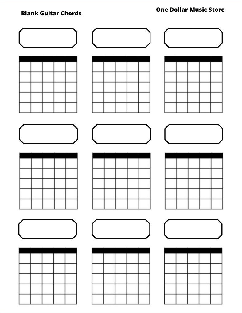 Printable Blank Guitar Chord Chart instant Download new Years Printable Blank Guitar Chord Chart instant Download new Years