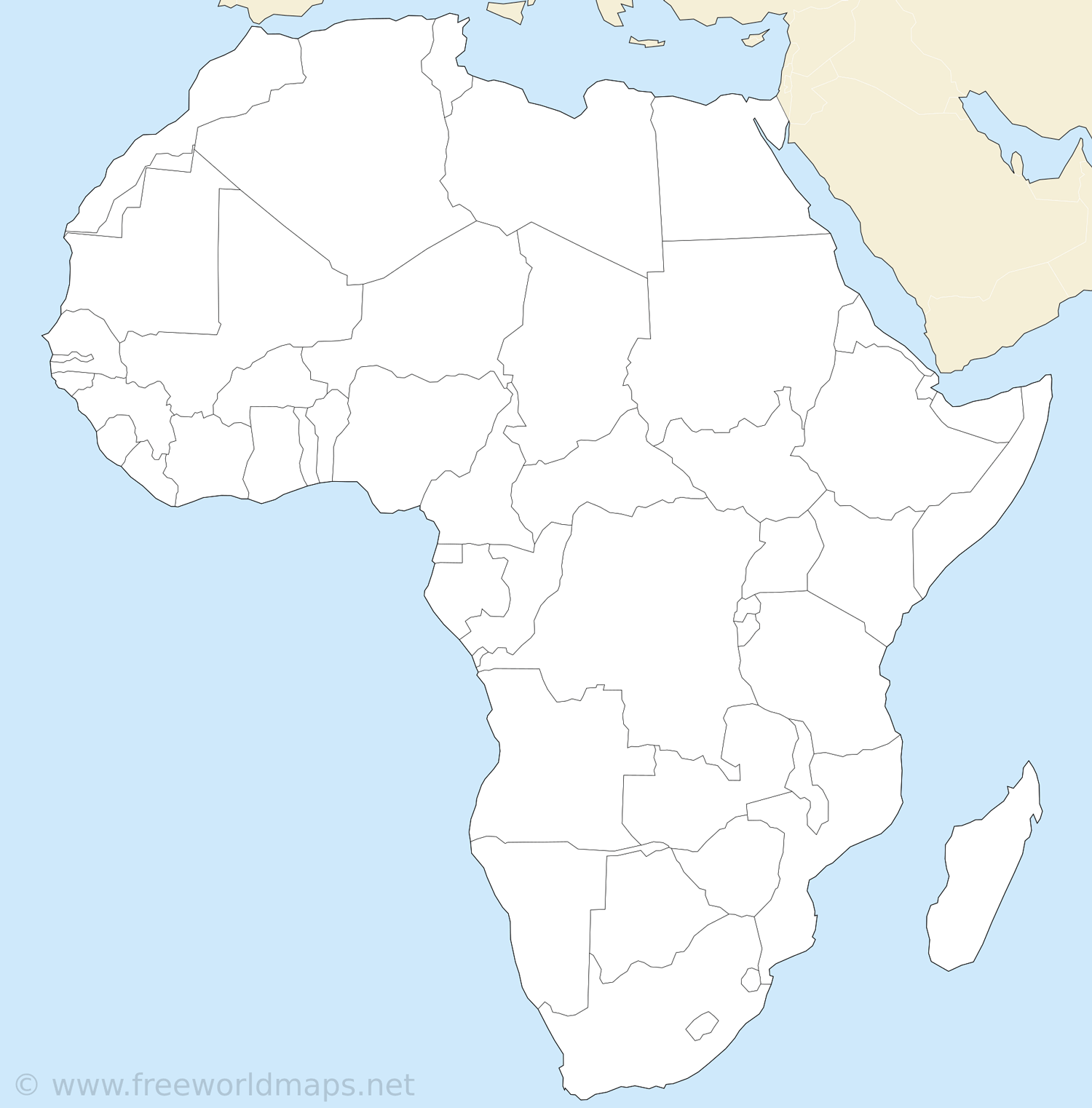 Printable Blank Map Of Africa With Countries On White Printable Blank Map Of Africa With Countries On White