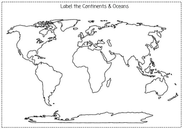 Blank Free Printable Continents And Oceans Map