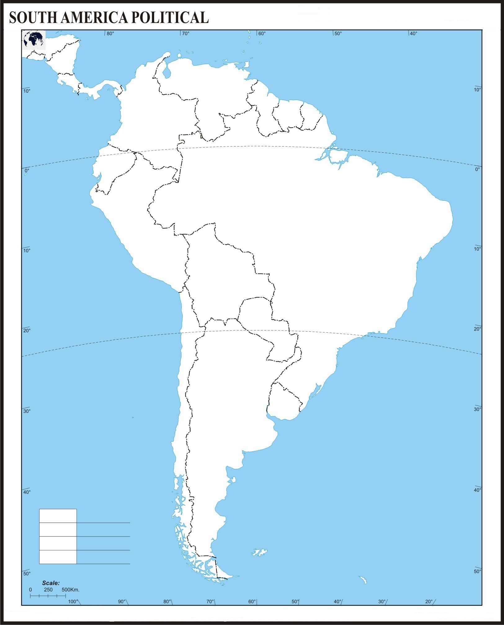 Printable Blank Map Of South America Printable Blank Map Of South America