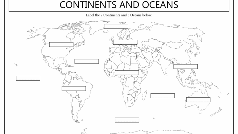 Blank World Map Continents And Oceans Printable - Printable Free Templates