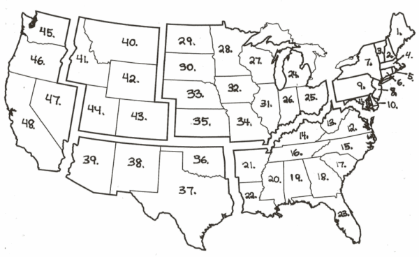 United States Map Blank Printable Numbers