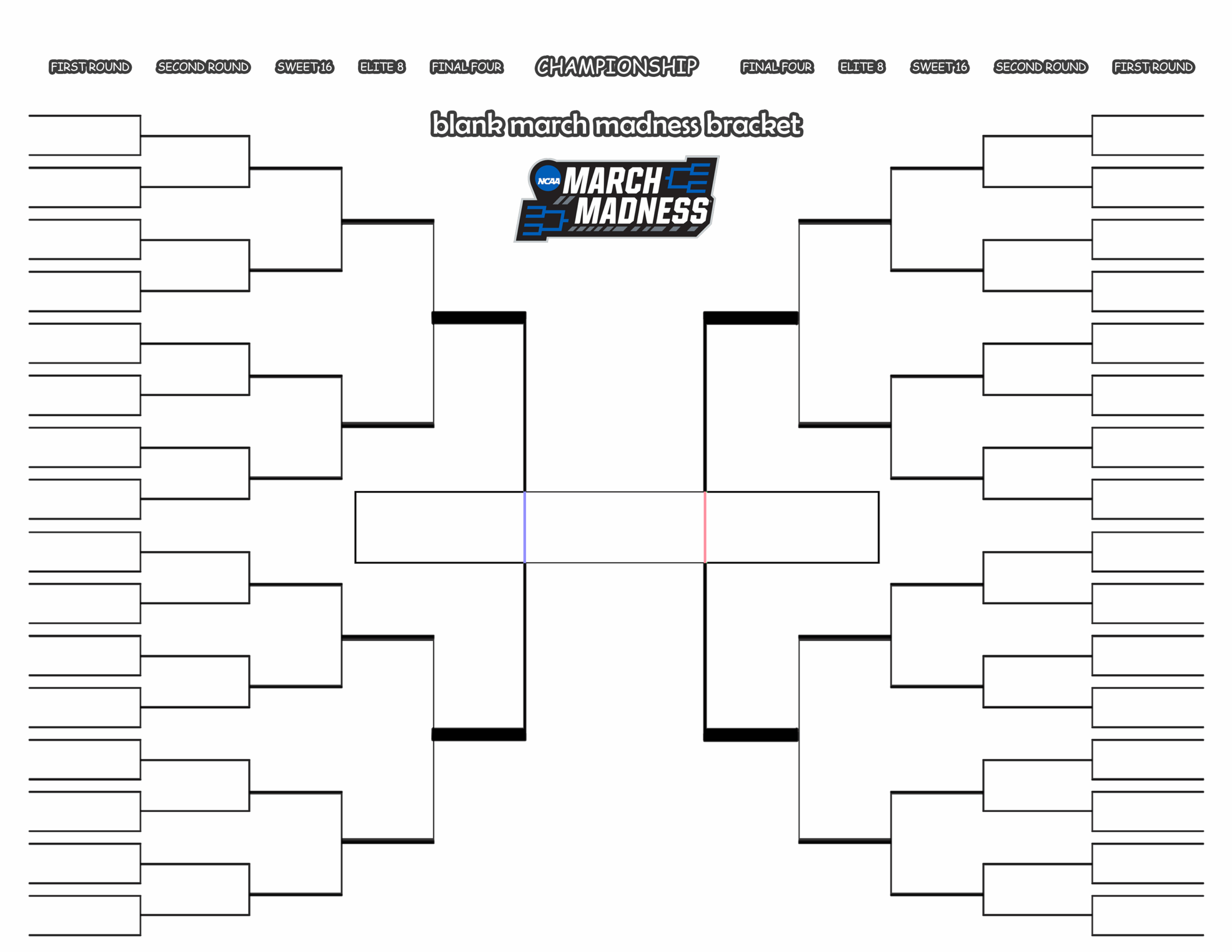 Printable Blank March Madness Bracket For The Men 39 s NCAA Basketball Printable Blank March Madness Bracket For The Men 39 s NCAA Basketball