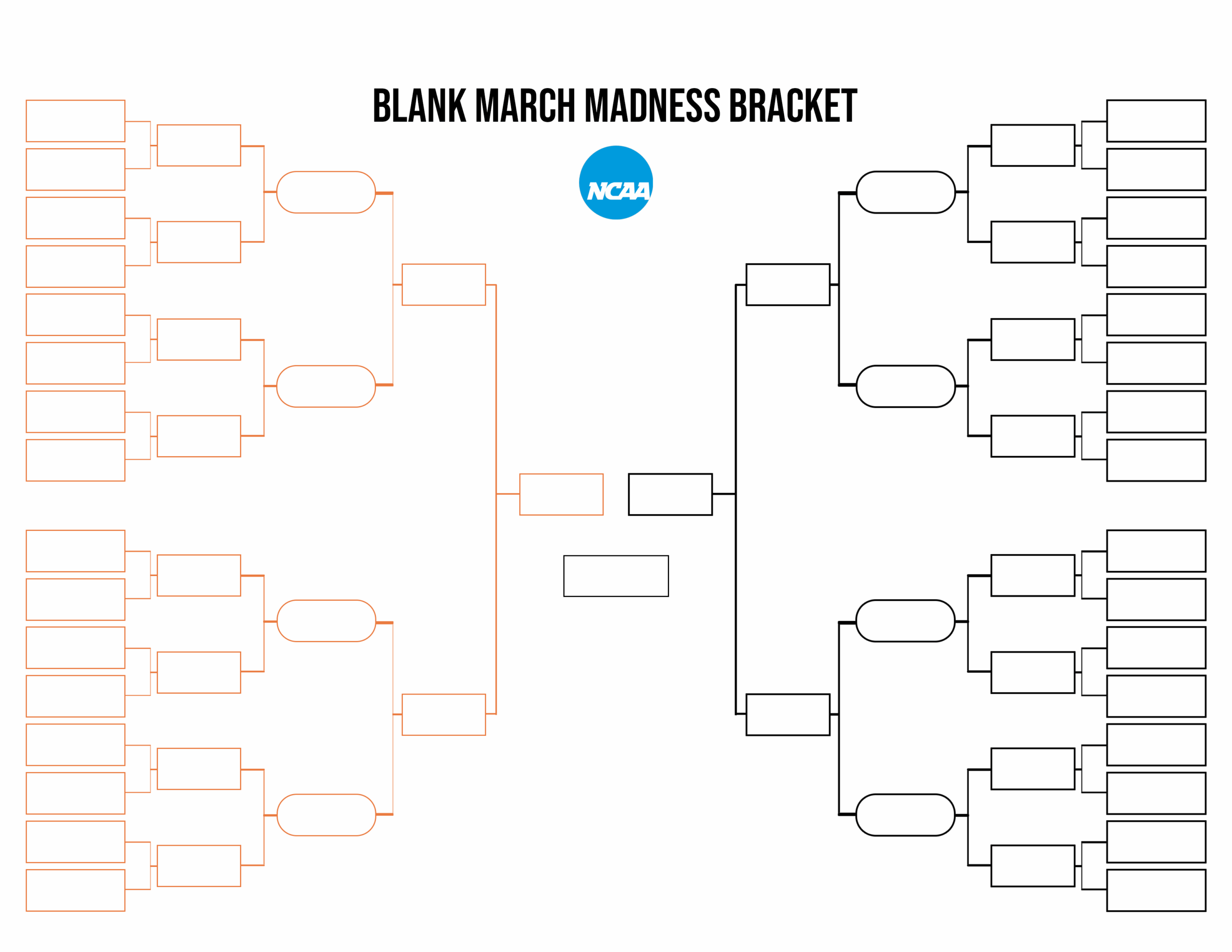 Printable Blank March Madness Bracket For The Men 39 s NCAA Basketball