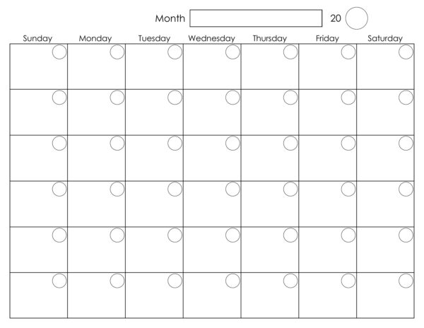 Free Printable Blank Mothly Calendar Page