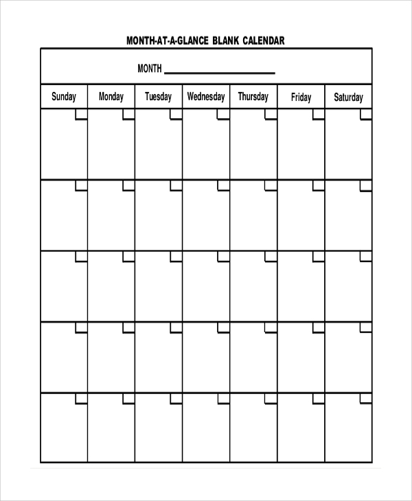 Printable Blank Monthly Calendars