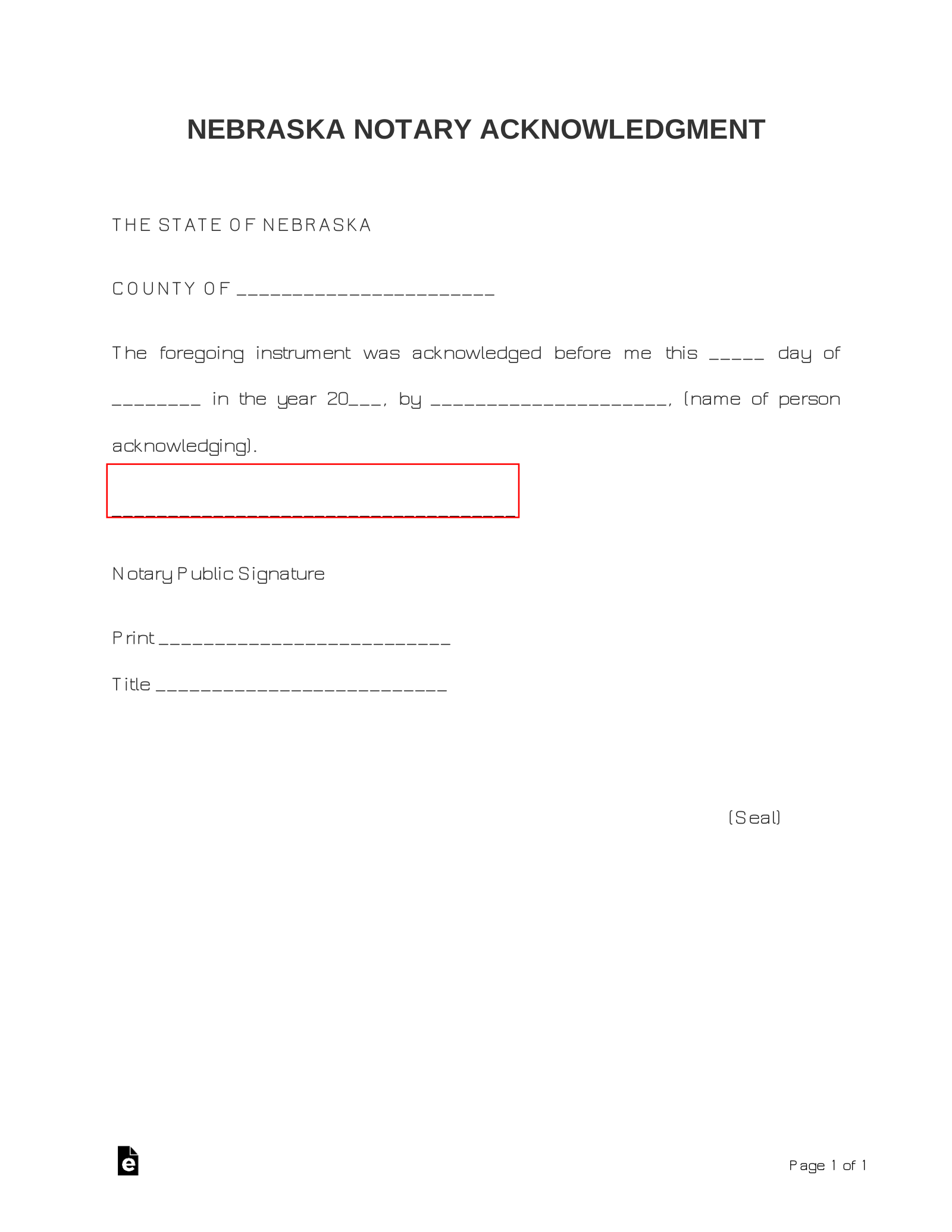 Printable Blank Notary Form Printable Blank Notary Form