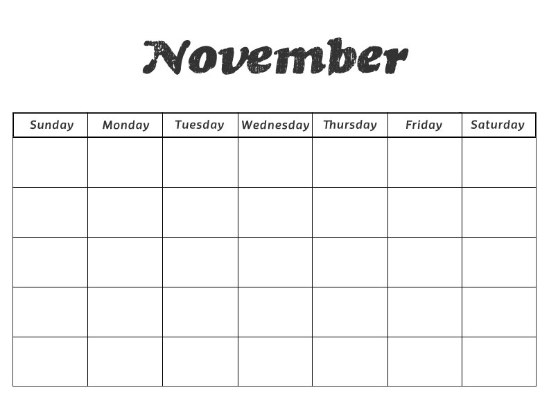 Printable Blank November Calendar Printable Blank November Calendar