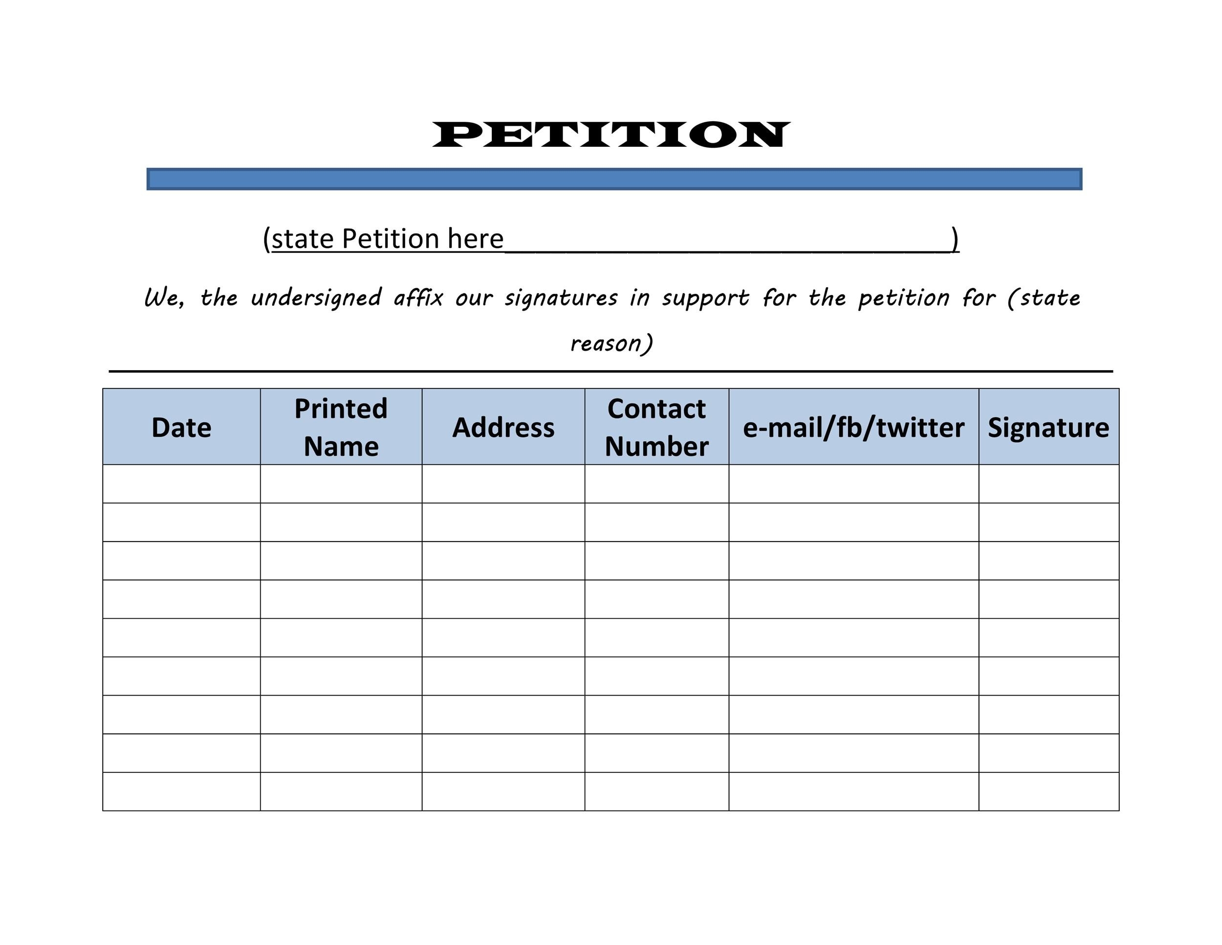 Printable Blank Petition Form Printable Form Templates And Letter