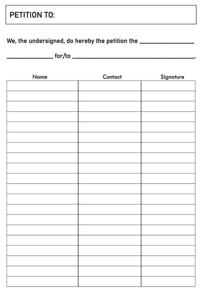 Printable Blank Petition Forms Templates PDF Included Printables Hub