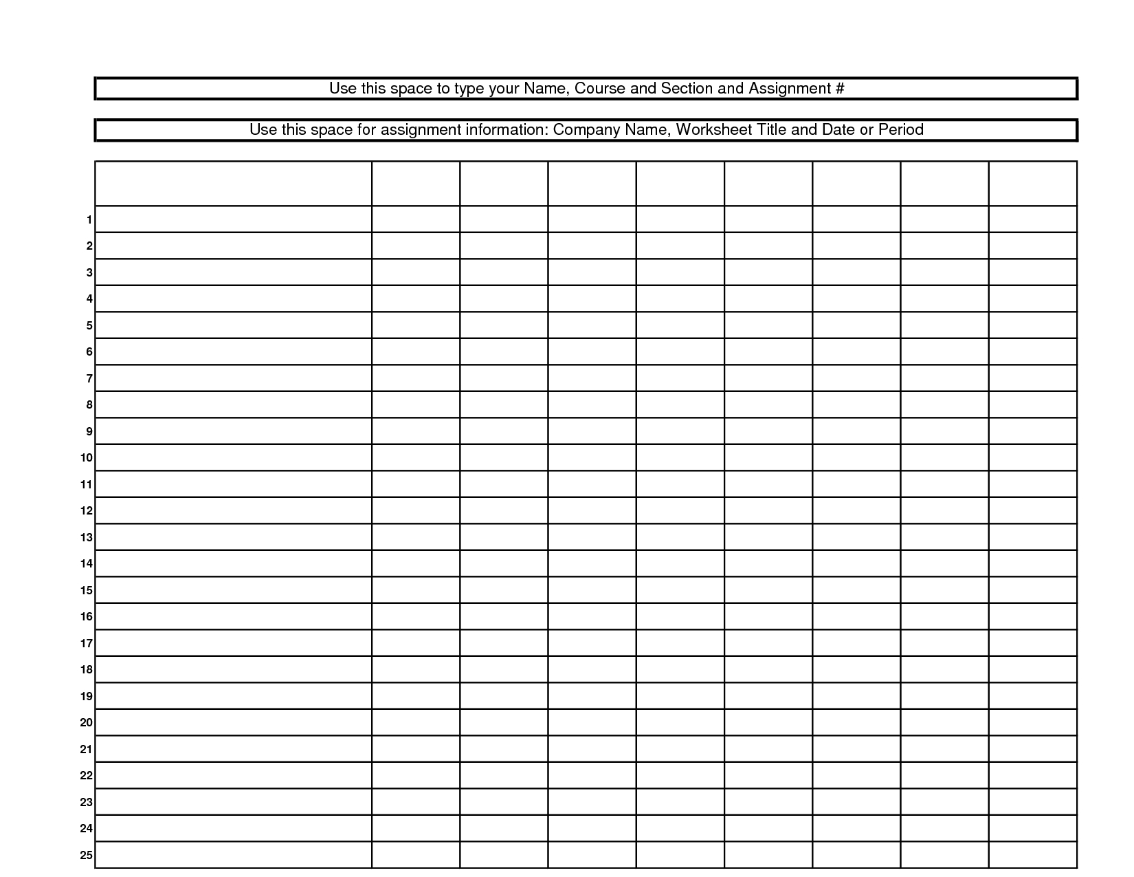 Printable Blank 25 Week Spread Sheet Printable Blank 25 Week Spread Sheet
