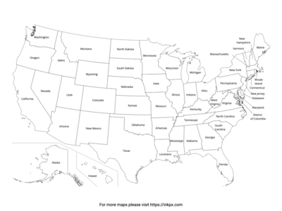 Printable Blank US Map InkPx Printable Blank US Map InkPx