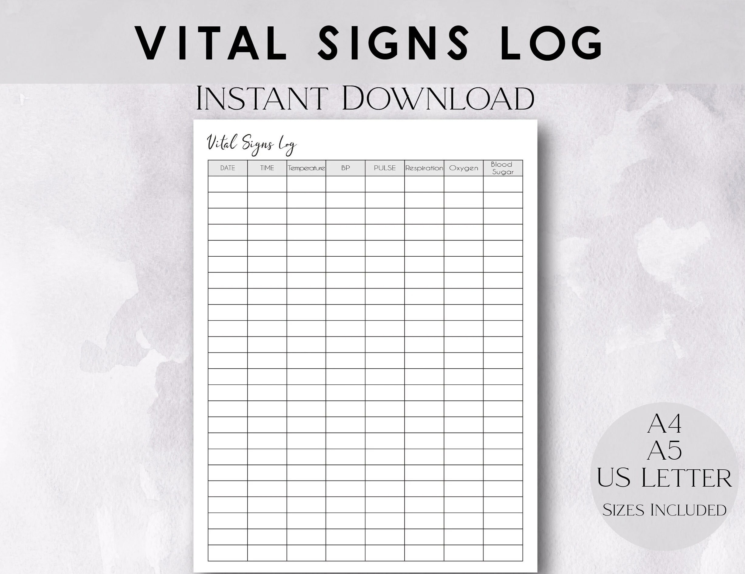 Free Blank Printable Vital Signs Chart