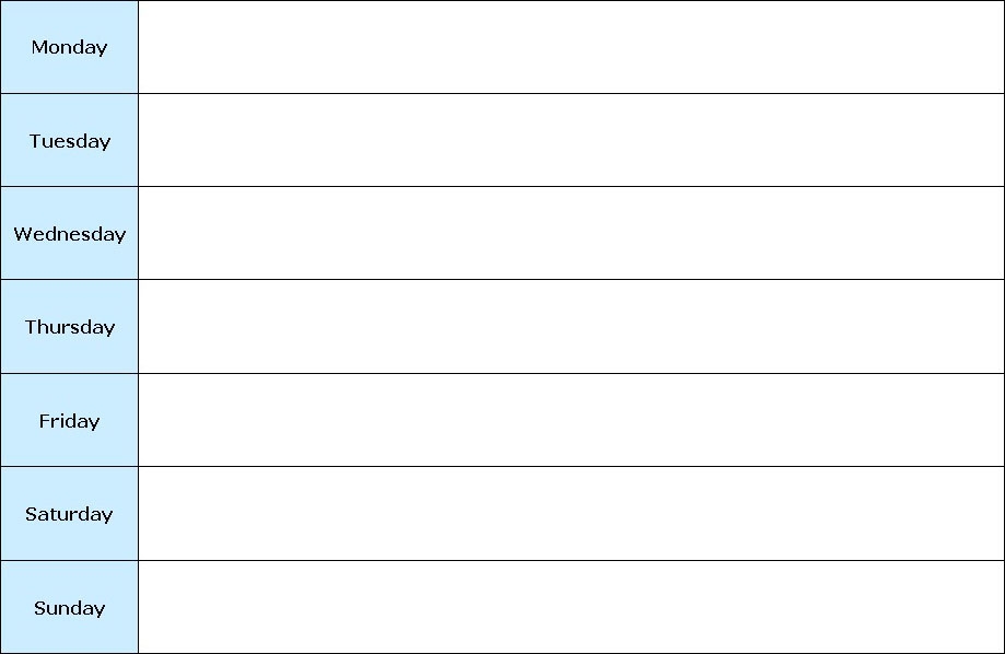 Printable Blank Weekly Chart