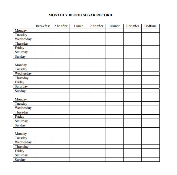 Printable Blood Sugar Chart Template Printable Templates