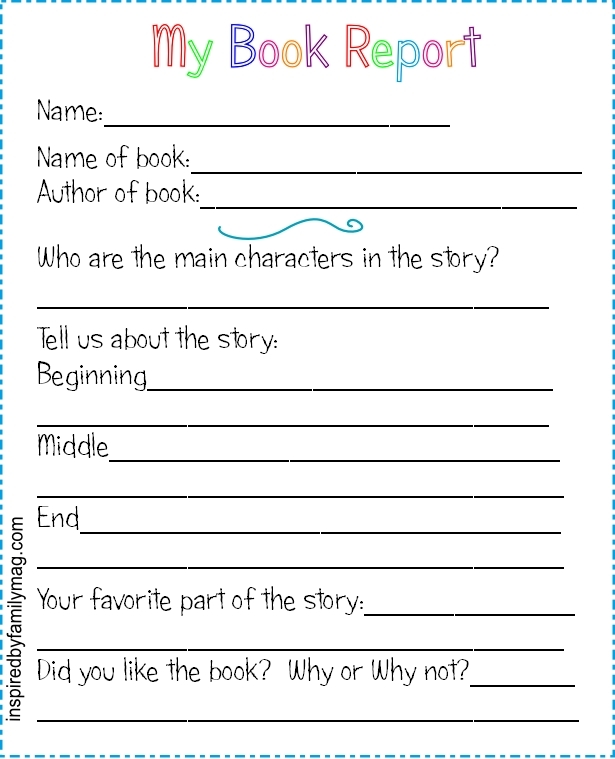 Printable Book Report Forms Elementary Inspired By Family