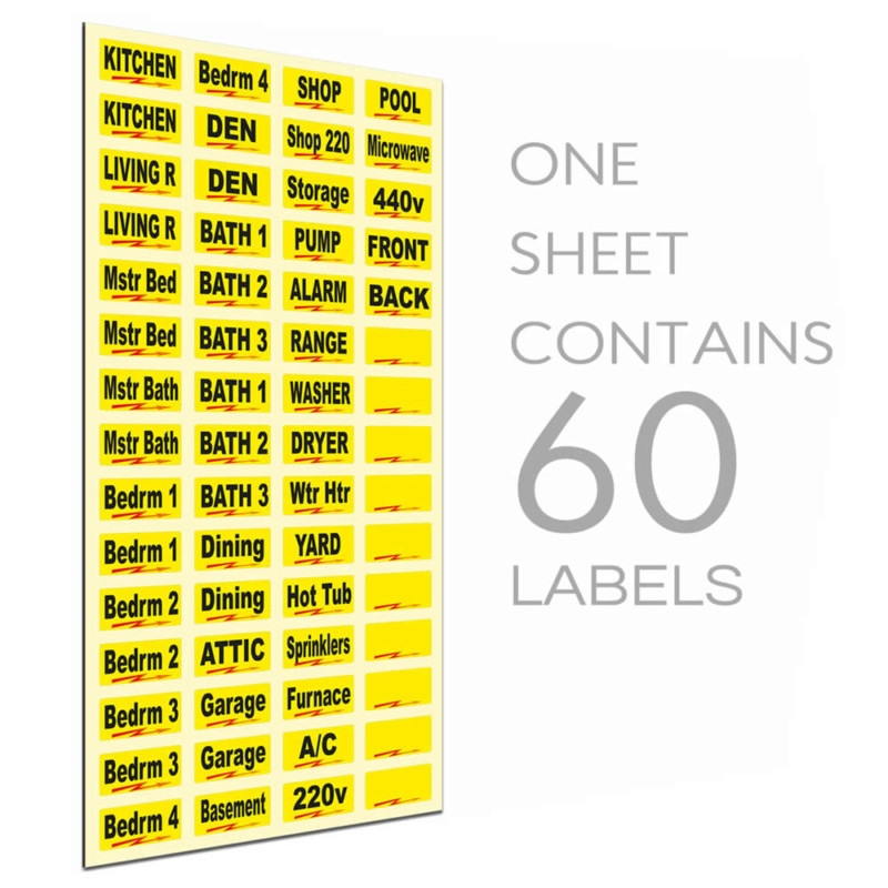 Blank Printable Adhesive Labels For Breaker Box