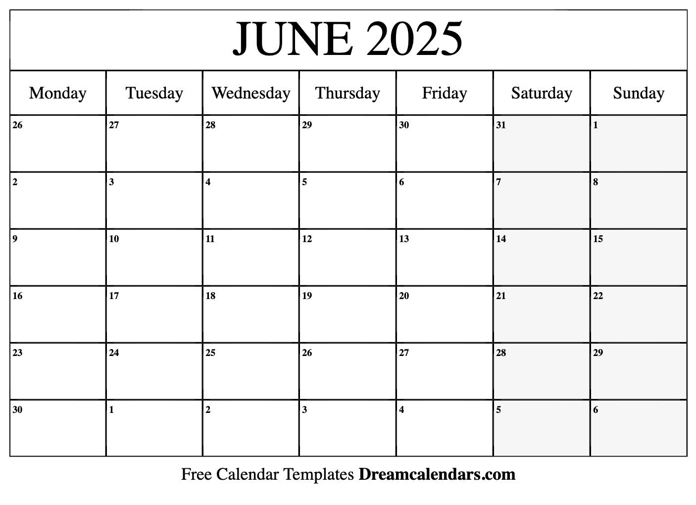 Printable Calendar Pages June 2025 Edward Blanch