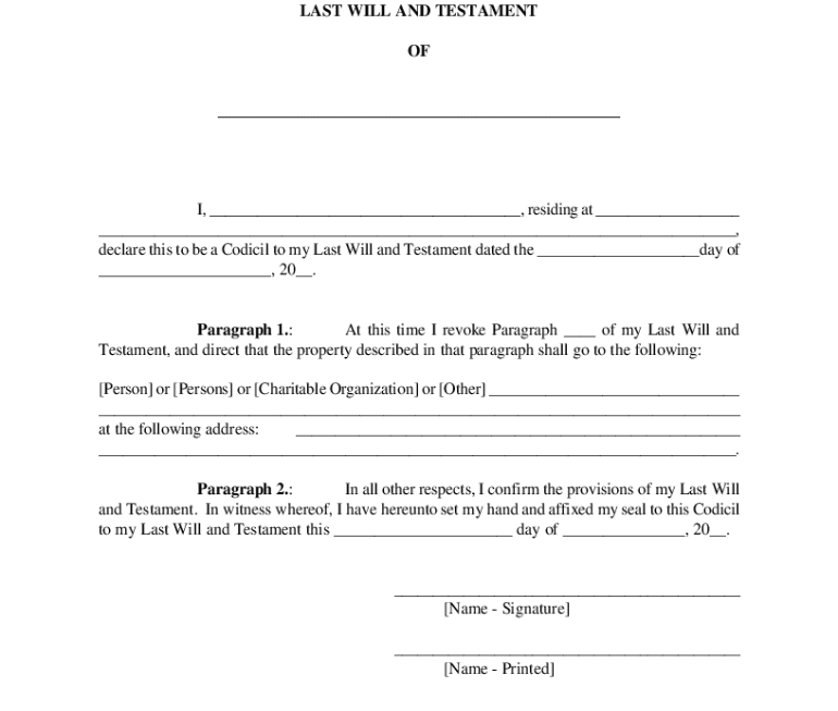 Printable Codicil Template Uk Gov PDF AirSlate SignNow