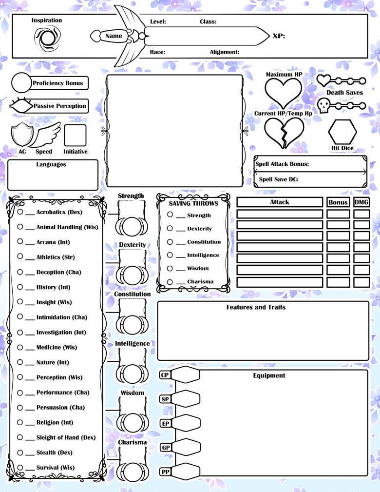 Printable Blank Dnd Character Sheets 5e Back Printable Blank Dnd Character Sheets 5e Back