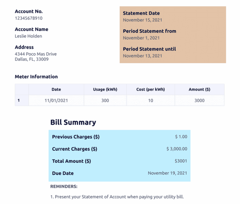Printable Editable Blank Utility Bill Template Printables Template Free