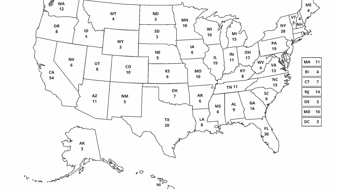 Printable Electoral College Map 2025 Free Printable Template