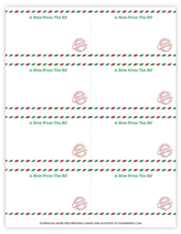 Elf On The Shelf Blank Notes Printables