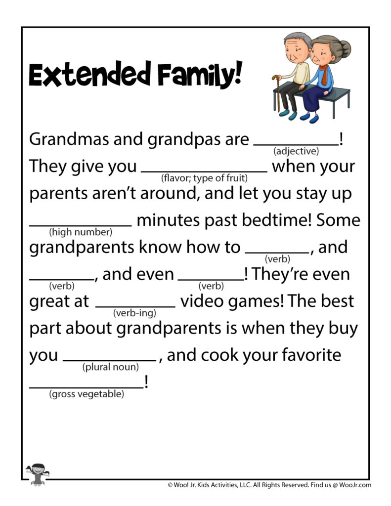 Printable Family Funny Fill In Stories Woo Jr Kids Activities 