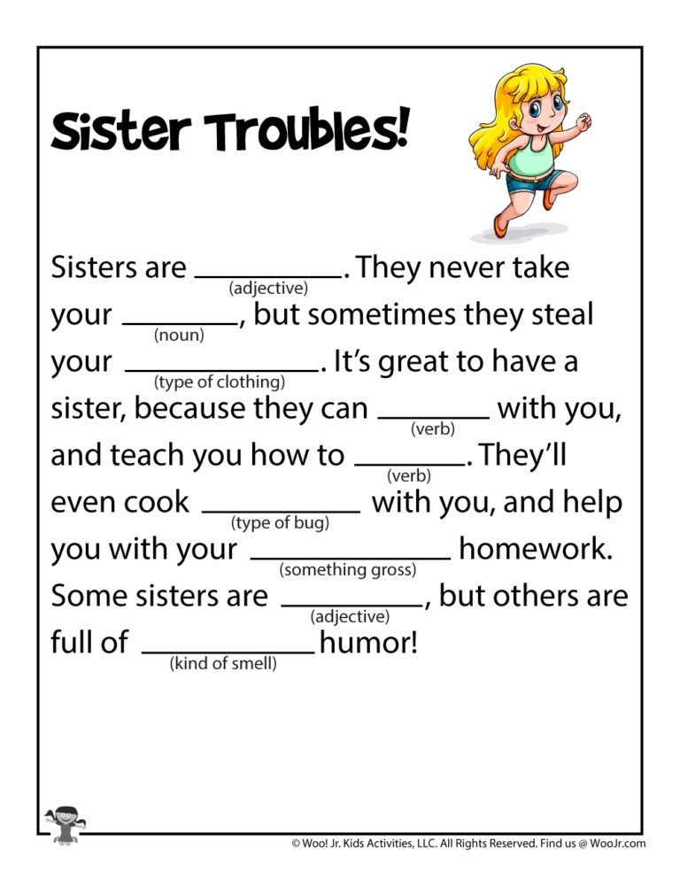Printable Family Funny Fill In Stories Woo Jr Kids Activities 