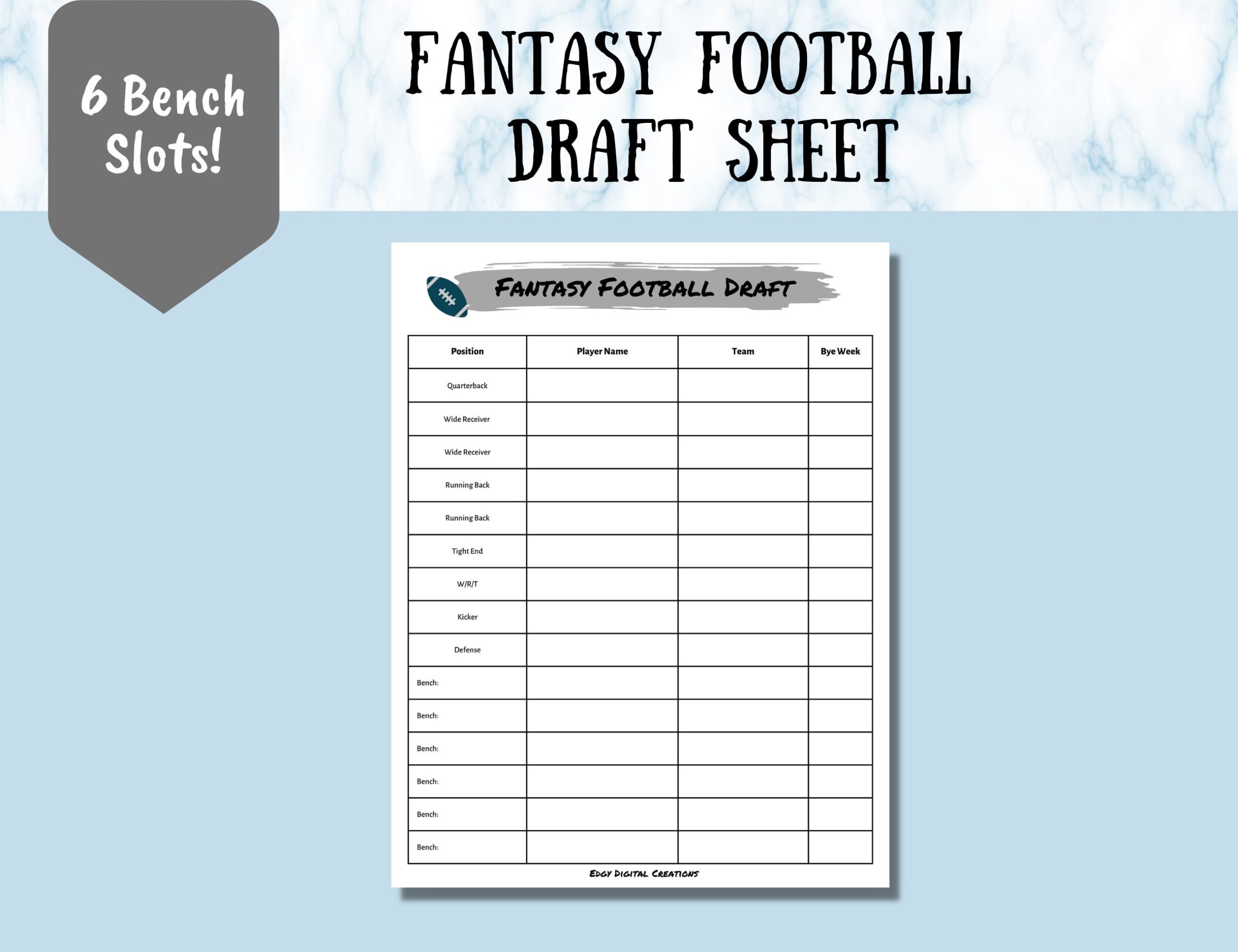 Printable Fantasy Draft Sheets Printable Fantasy Draft Sheets
